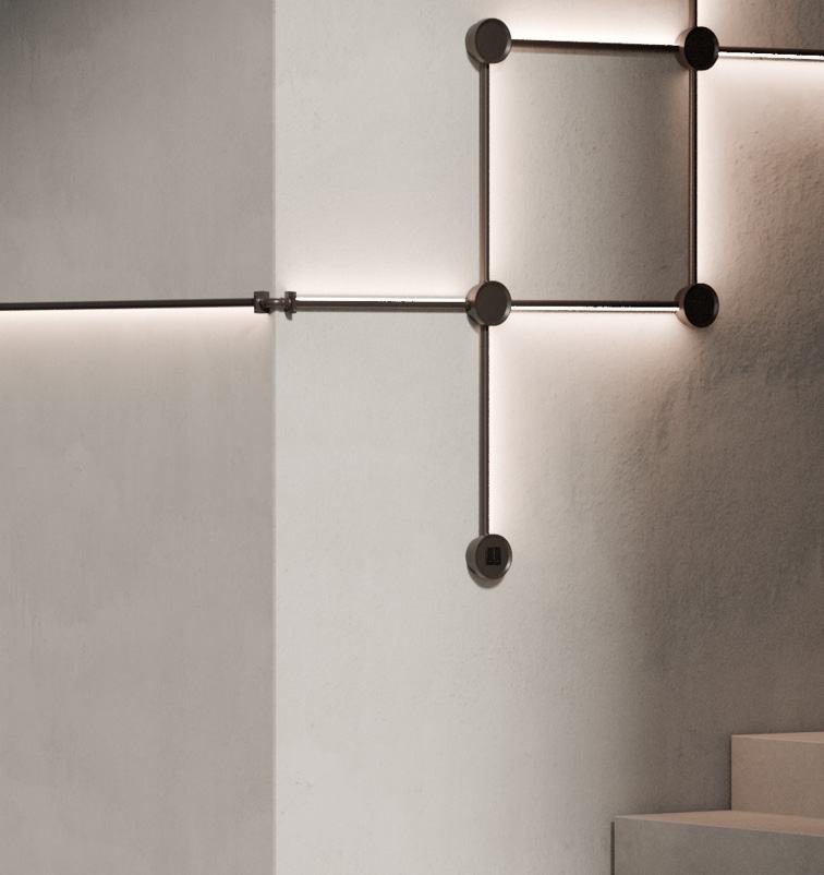 Dettaglio di illuminazione lineare a parete
